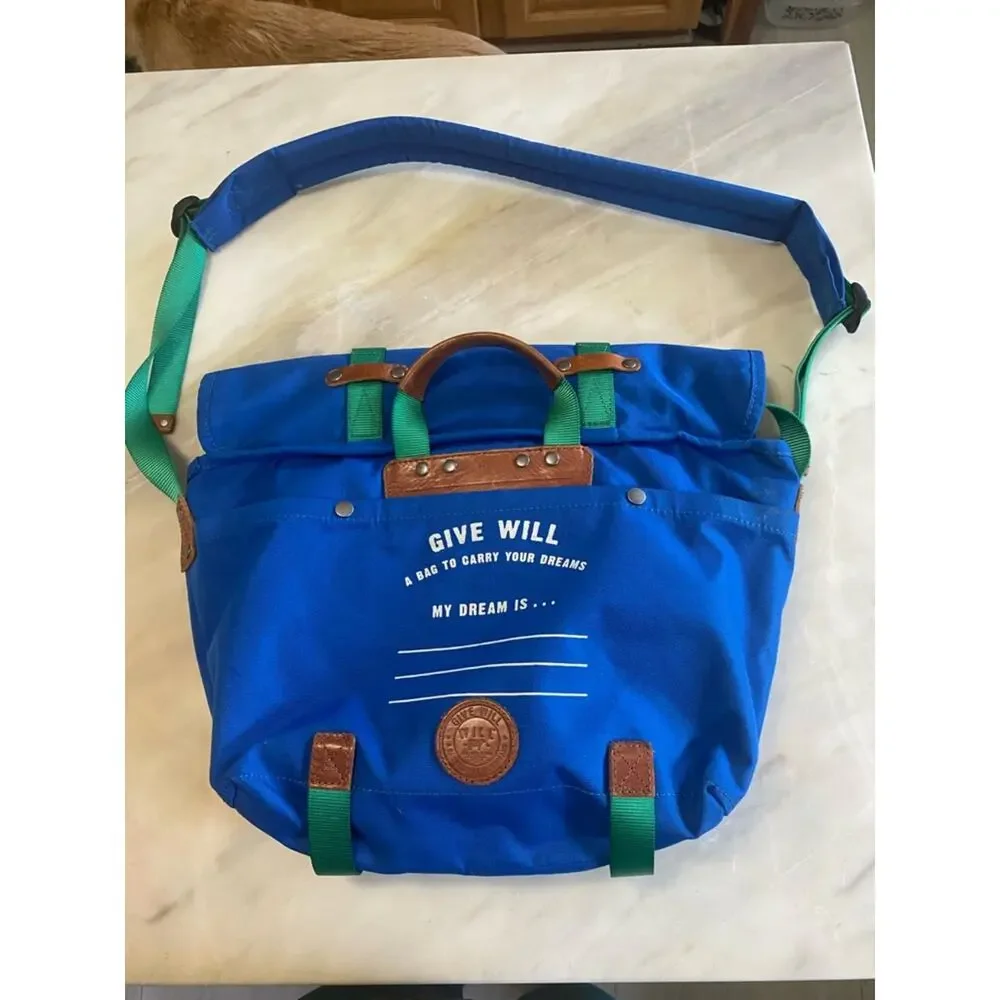 will leather goods blue and Green Canvas Messenger Bag give will 20 X 12 inches